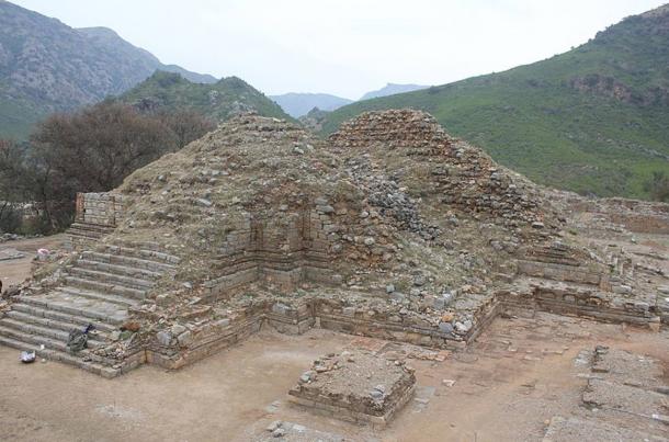 The stupa monument at Bhamala. Stupas are mounded spiritual sites, usually containing Buddhist relics.