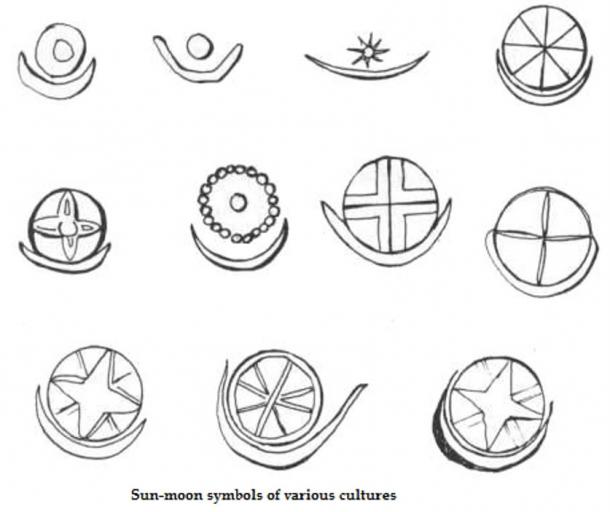 Sun and moon symbols of various cultures