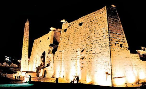Night shot from outside the Temple of Luxor