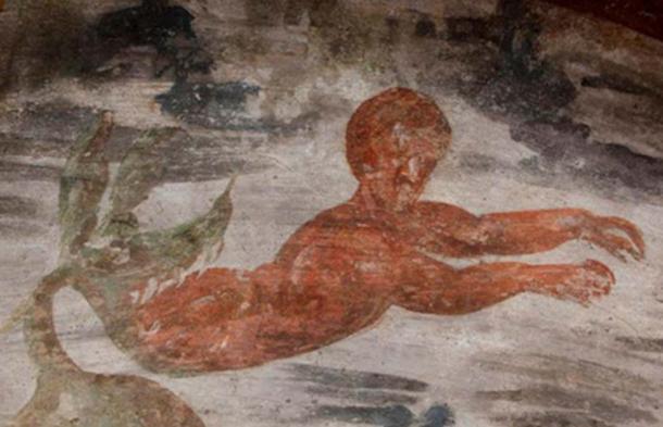 The whale spits out Jonah in a fresco unveiled this week in the huge Roman Christian Catacombs of St. Domitilla.
