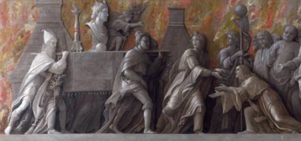 A detail of the 1505 AD statue by Andrea Mantegna depicting the introduction of the worship of Cybele to the Romans in 204 AD.