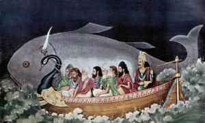 Startling Similarity between Hindu Flood Legend of Manu and the Biblical Account of Noah Matsya-protecting-Manu