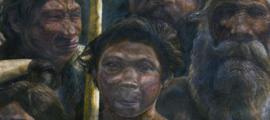 Artist’s depiction of ancient hominids. 