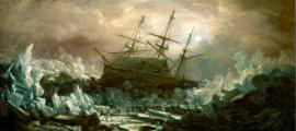 Perilous position of HMS 'Terror', Captain Back, in the arctic regions in the summer of 1837, by William Smith. 