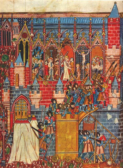 13th-century miniature depicting the siege of Jerusalem 1099