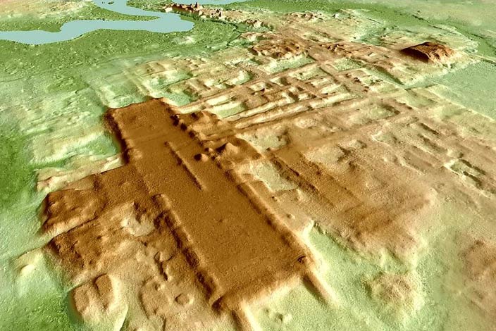 3D image of the site of Aguada Fénix based on LIDAR. 