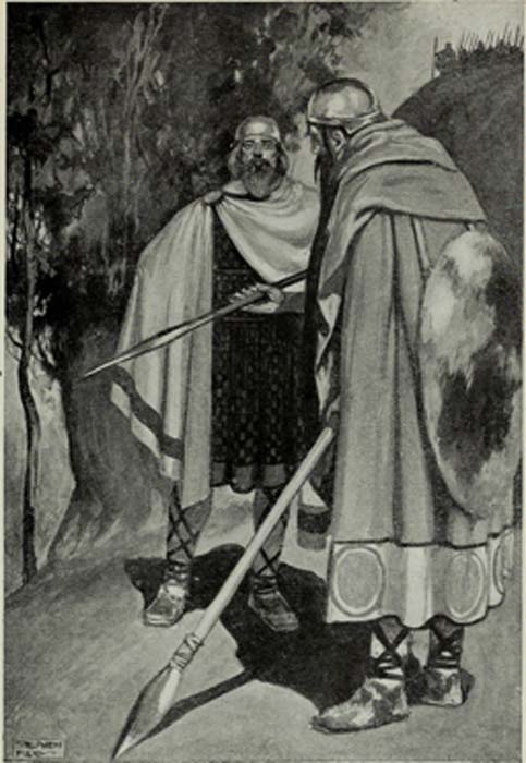 A Fir Bolg tale: The expulsion of King Bres, from a 1910 illustration.(Public Domain)