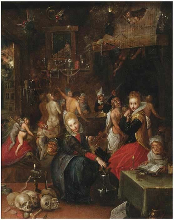 A variety of witch types portrayed in Frans Francken The Younger’s (Belgain), Witches’ Sabbath, 1606, Victoria and Albert Museum, London. (Public Domain)