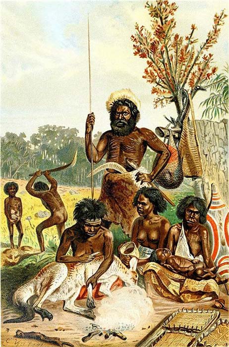 Aborígenes australianos, de la Historia Universal de Ridpath. (Imágenes de libros de archivo de Internet / Sin restricciones)