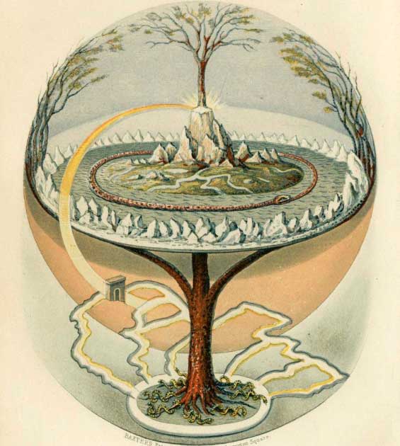 According to Norse mythology, a spring in Ginnungagap fed the world tree Yggdrasil (Public Domain)