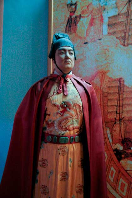 Wax figure of the fascinating Admiral Zheng He, a seven foot tall Chinese eunuch who commanded a fleet of 300 ships and an army of more than 30,000 men (jonjanengo / CC BY 2.0)