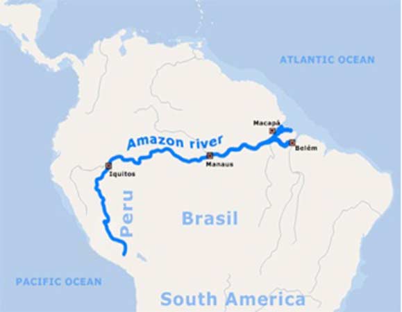 Mapa del río Amazonas