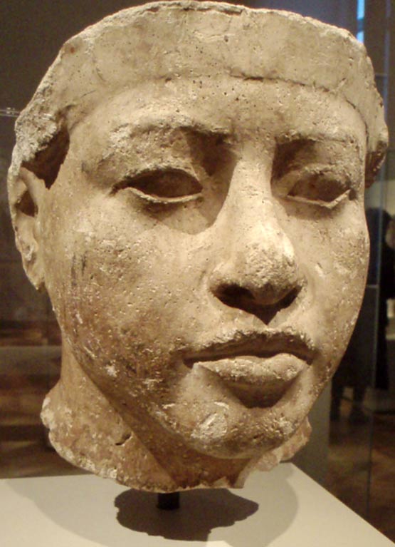 Portrait study thought to represent Amenhotep III, the father of the pharaoh Akhenaten. Originally discovered within the workshop of the royal sculptor Thutmose at Amarna, now part of the Ägyptisches Museum collection in Berlin. 