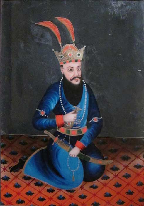 Anonymous reverse painting on glass of a Persian king, western India, late 19th century, Doris Duke Foundation for Islamic Art. (CC0)