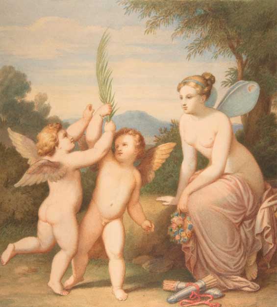 Eros and Anteros with Psyche Looking at Them, Johannes Riepenhausen, 19th century (Public Domain)
