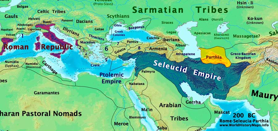 The Antonine plague swept west from China on the Silk Road and then hit the Seleucid Empire from where it quickly spread from Roman Egypt to Rome. (Talessman / CC BY-SA 3.0)