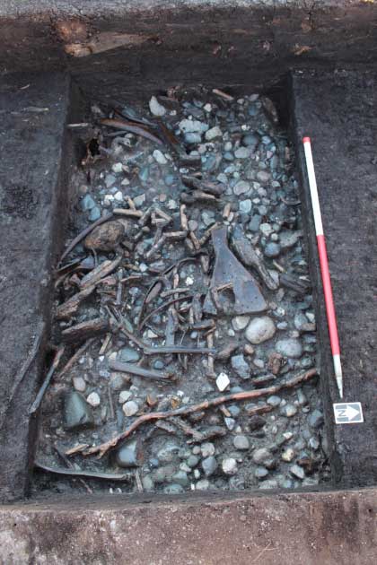Artifacts discovered on a lake bed at the hunter-gather site in Scarborough. (University of Chester)