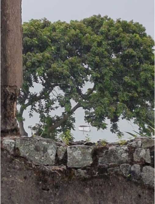 At low tide the old jetty can be seen in the sea.