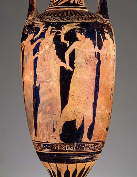 Bathing vessel (loutrophoros) depicting a bridal procession