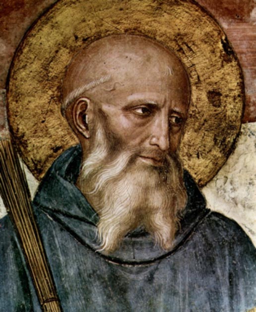 Saint Benedict of Nursia (c. 480–543), founder of the Benedictines. Detail from a fresco by Fra Angelico (c. 1400–1455) in the Friary of San Marco Florence. (Eloquence / Public Domain)