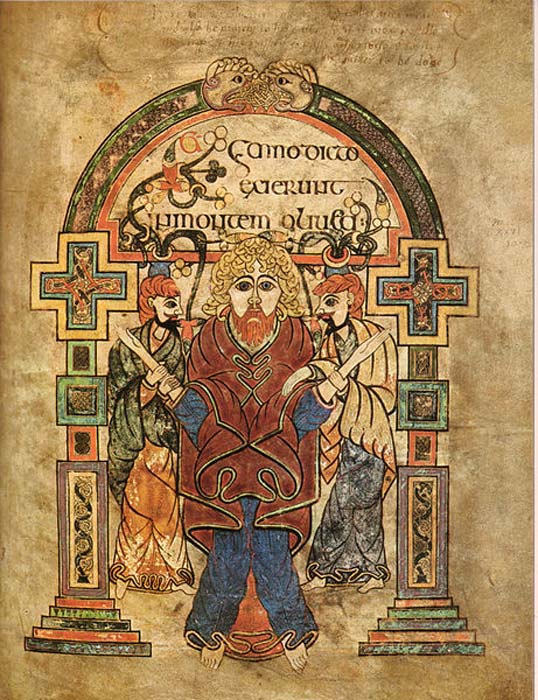 Book of Kells, Arrest of Christ. (Scanned from Treasures of Irish Art 1500 BC to 1500 AD)