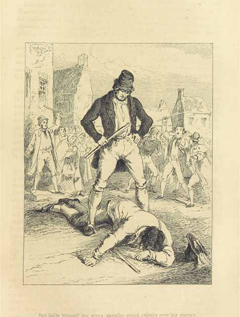 Bataireacht Brawls, de Rasgos e historias del campesinado irlandés, 1864 (Biblioteca Británica / Dominio público)