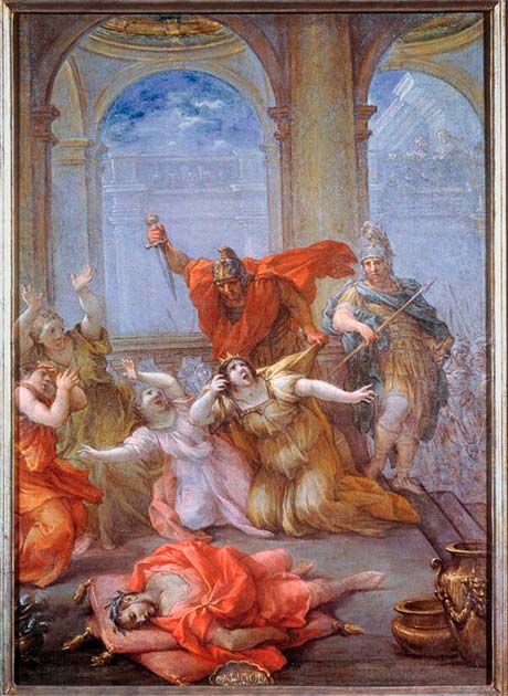 The Assassination of Caligula by Lazzaro Baldi. (Public Domain)