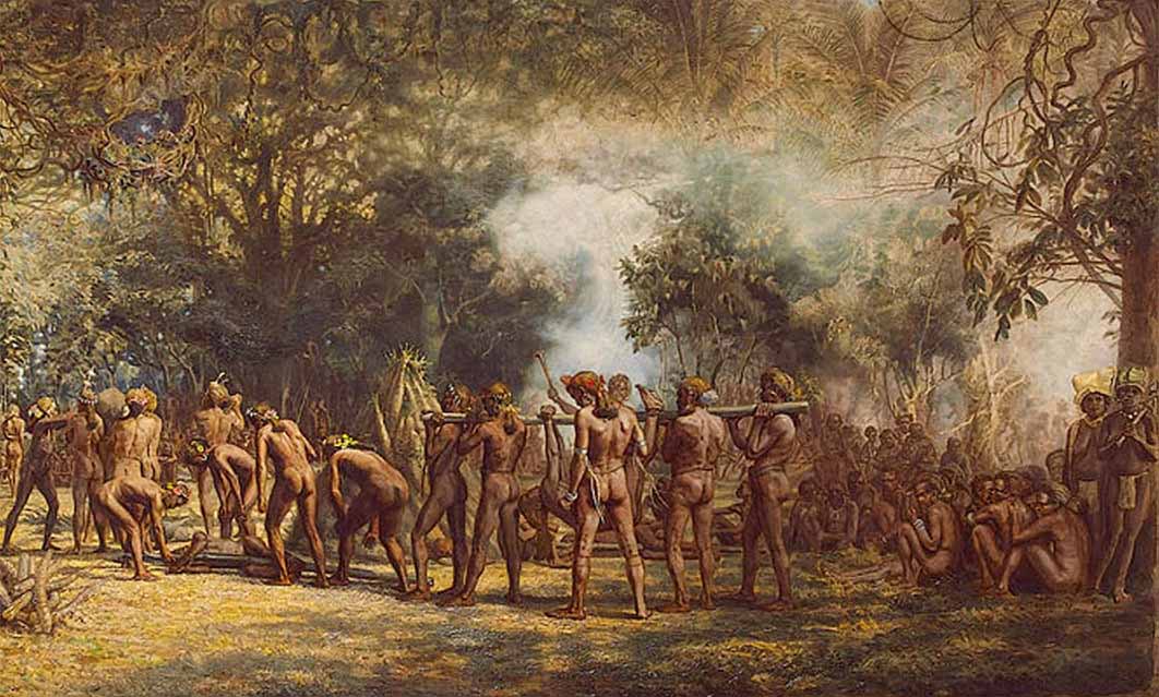 Cannibal feast on the Island of Tanna, New Hebrides by Charles E. Gordon Frazer (1863-1899). ( Public domain )