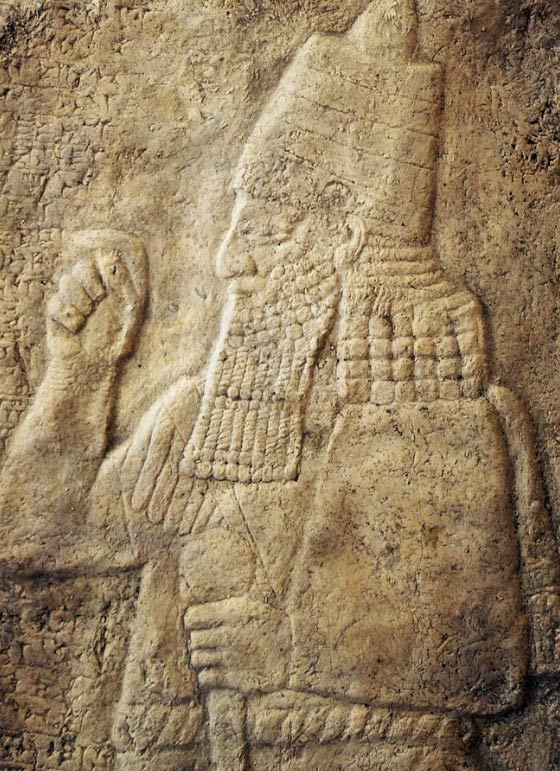 Cast of a rock relief of Sennacherib, the king of the Neo-Assyrian Empire, discovered in Turkey. 