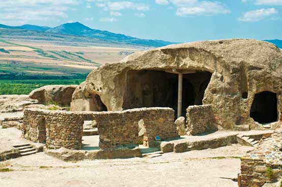 Cave dwelling with remaining walls at Uplistsikhe