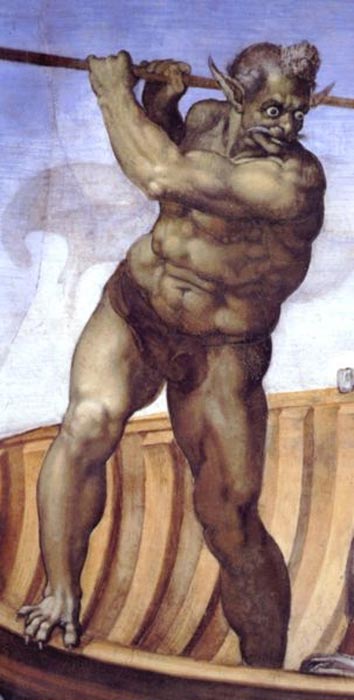 Charon as depicted by Michelangelo in his fresco ‘The Last Judgment’ in the Sistine Chapel.
