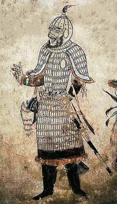Chinese officer of the Guard of Honor. Tomb of Princess Chang-le (?????), Zhao Mausoleum, Shaanxi province (Public Domain)