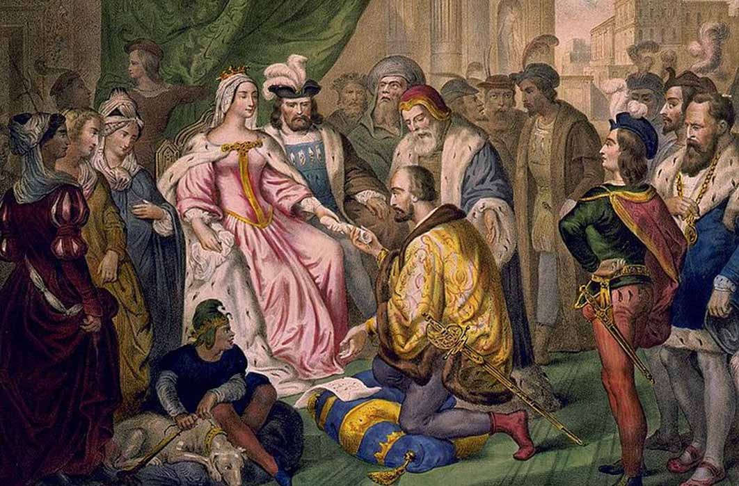 Christopher Columbus before the Catholic Monarchs at the court of Barcelona (V. Turgis, 19th century )  (Public Domain)