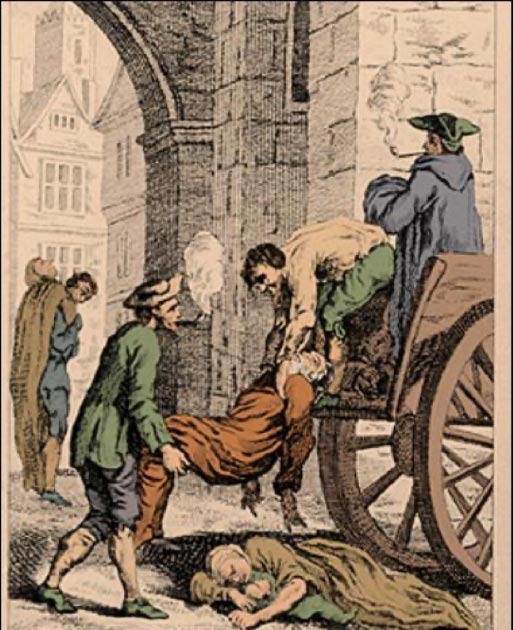 Collecting the dead for burial during the Great Plague of London. The last major outbreak of the Black Death in England. (7mike5000 / Public Domain)