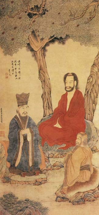 Confucius Lao-tzu and Buddhist Arhat.