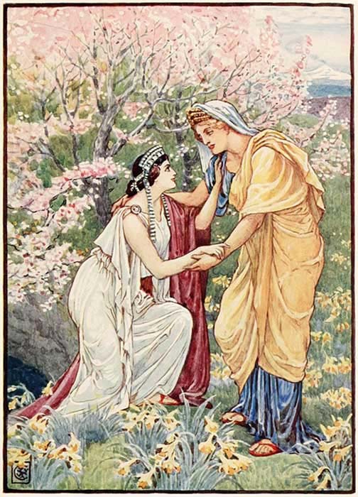 Demeter with her daughter by her side.