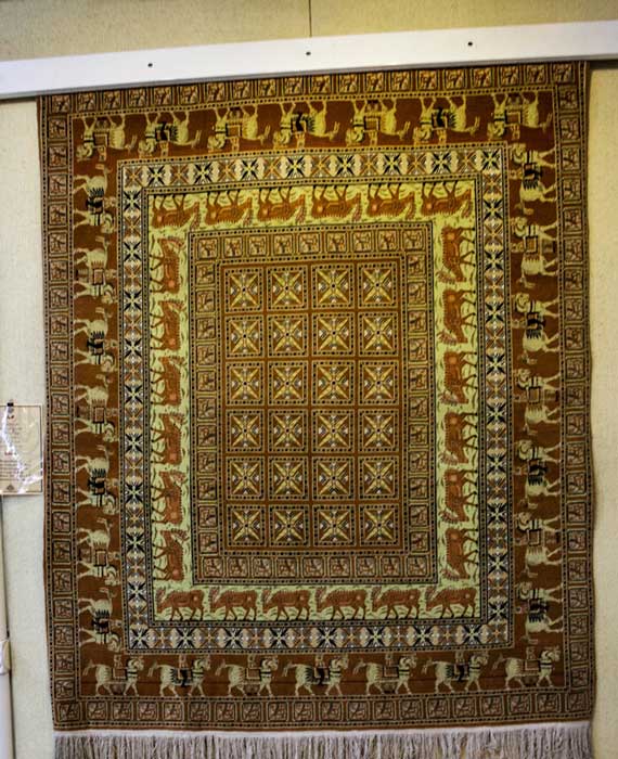 Detail of the Pazyryk carpet from a replica in the Carpet Museum of Iran 