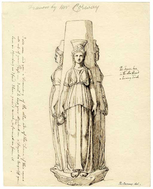 Drawing of a Hecate statue by Richard Cosway. (The British Museum / CC BY-NC-SA 4.0)