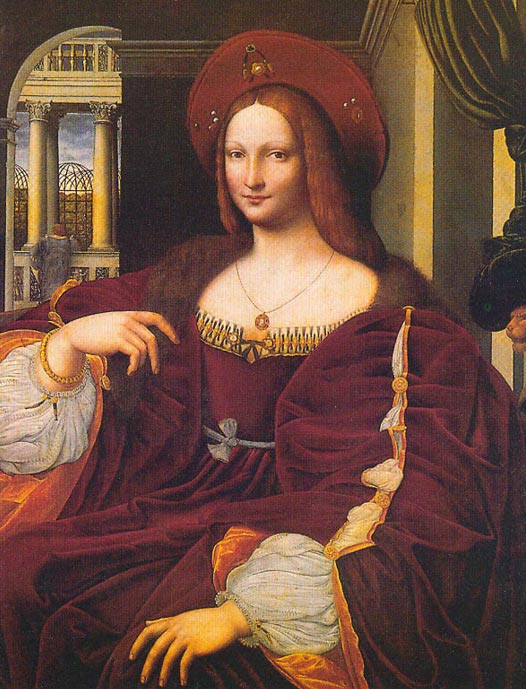 A copy of the portrait of Duchess Isabella of Aragon, by Giulio Romano. 