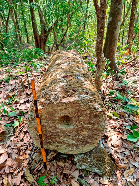 Due to the many stone columns discovered at the lost Maya city in Mexico, archaeologists have named the site Ocomtún, which means “stone column” in the ancient Maya language. (Ivan Ṡprajc / INAH)