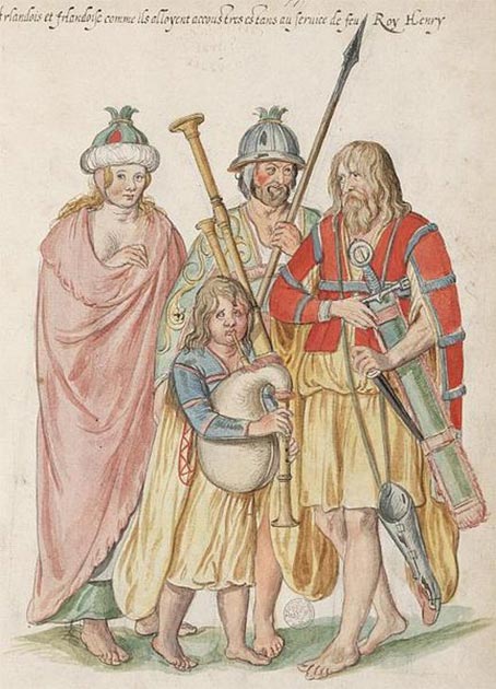 Dutch Water Color Painting ‘Irish as they stand accoutred being at the service of the late King Henry’ (circa 1575). (Public Domain)