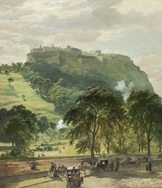 Château d'Édimbourg de Princes Street par Samuel Bough.  (Domaine public)