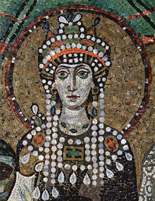 Empress Theodora represented in mosaic at San Vitale, Ravenna. (Public Domain)
