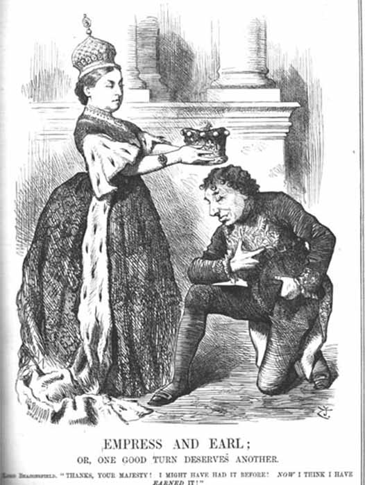 “Empress and Earl” dari The Project Gutenberg EBook of Mr. Punch's History of Modern England Vol.  III dari IV, oleh Charles L. Graves
