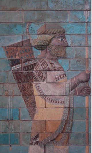 Glazed siliceous bricks at Susa, c. 510 BC depicting an Achaemenid soldier 