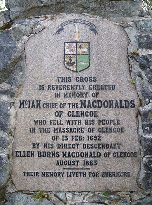 Glencoe Massacre memorial inscription