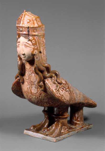 Harpy depicted on 12th-13th century stonepaste ceramic vessel (Public Domain)