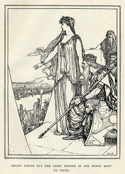 Helen points out heroes on the battlefield to King Priam from the walls of Troy (Archivist / Adobe Stock)