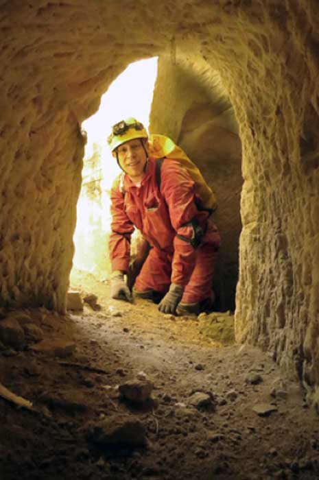 Hiker Mickey Barkal at the site. 