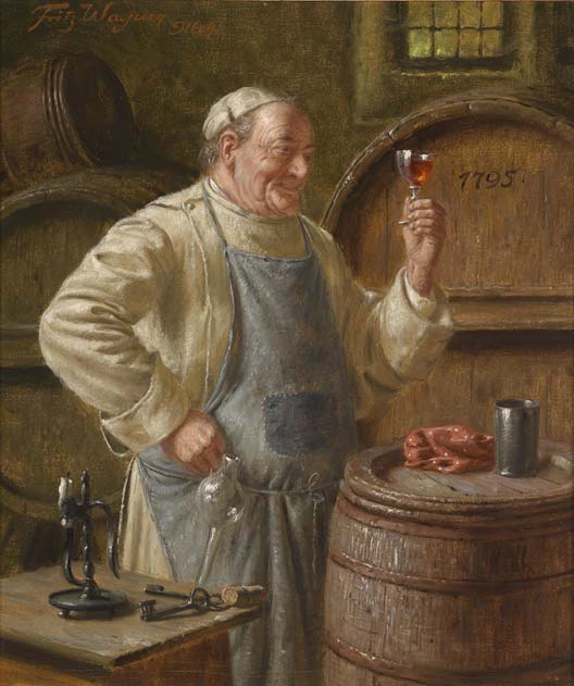 Historically, alcohol was seen to be promoting health. Fritz Wagner (1896-1939) (Dorotheum). 